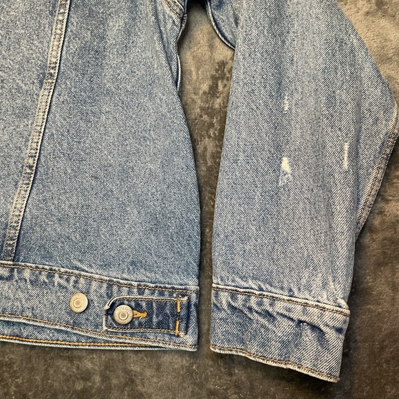 Old Navy Classic Jean Jacket Womens Large Blue Cotton Relaxed Fit Button Front - Picture 9 of 11